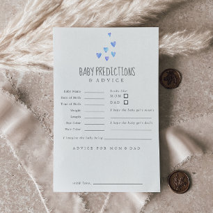 Watercolor Hearts Boy Baby Predictions & Hinweiskarte