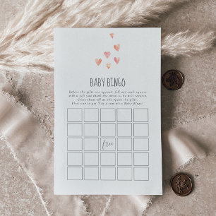 Watercolor Hearts Girl Baby Bingo Baby Showspiel