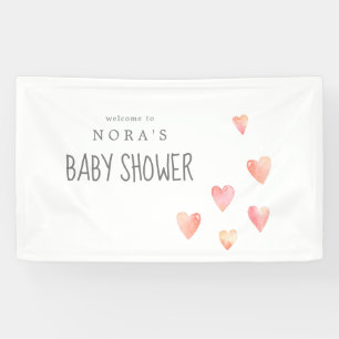 Watercolor Hearts Girl Baby Dusche Begrüßungsban Banner
