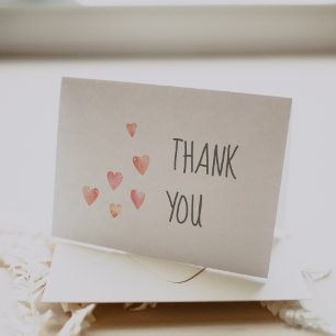 Watercolor Hearts Girl Babydusche Danke Karte
