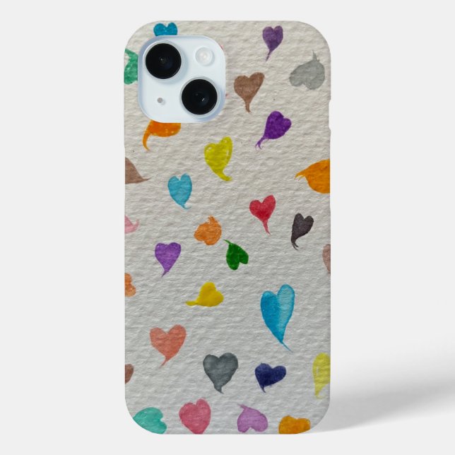 Watercolor Hearts iPhone Case (Rückseite)