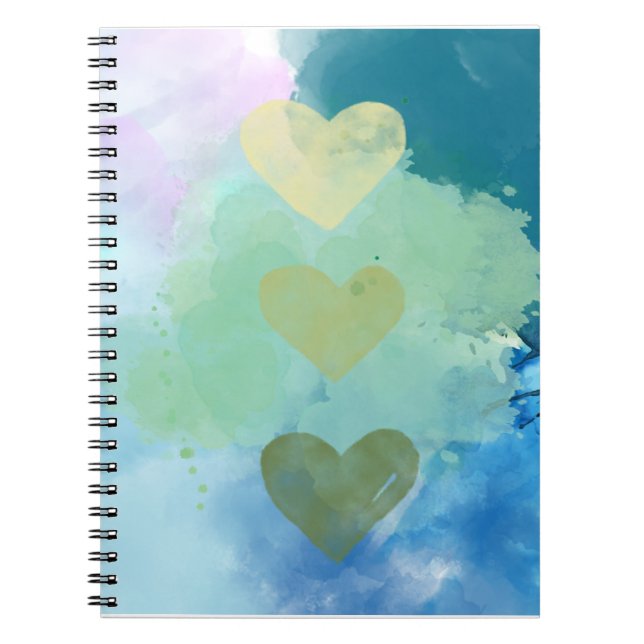 Watercolor Hearts Journal Notizblock (Vorderseite)