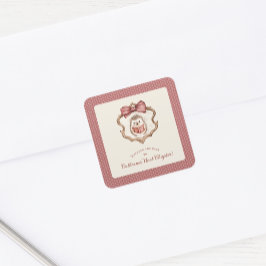 Watercolor Hedgehog Reading Book Baby Shower Quadratischer Aufkleber