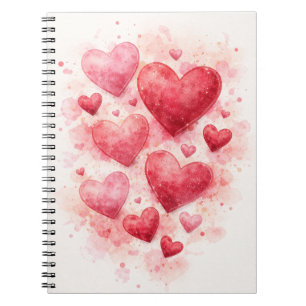 Watercolor-Heft mit Herzen Notizblock