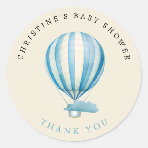 Watercolor-Heißluftballon-Baby-Shower-Dankeschön Runder Aufkleber