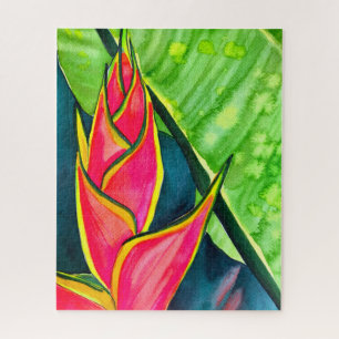 Watercolor Heliconia Tropical Blume Puzzle