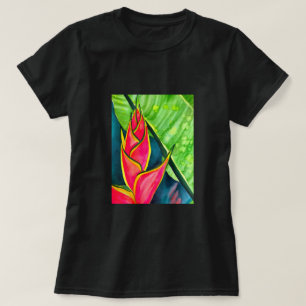 Watercolor Heliconia Tropical Blume T-Shirt