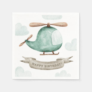 Watercolor Helicopter Geburtstag   Niedlich Kids P Serviette