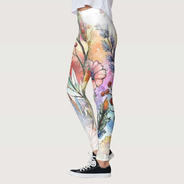 Watercolor Herbal Splashes Leggings (Links)
