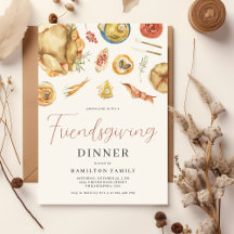 Watercolor Herbst Türkei Freundliches Abendessen