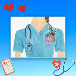 Watercolor Hero Nurse Postkarte