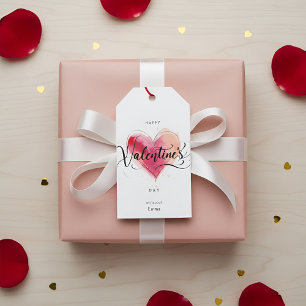 Watercolor-Herz Frohen Valentinstag Geschenk-Anhän Geschenkanhänger