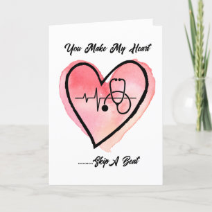 Watercolor-Herz-Krankenschwester Valentinstag Feiertagskarte