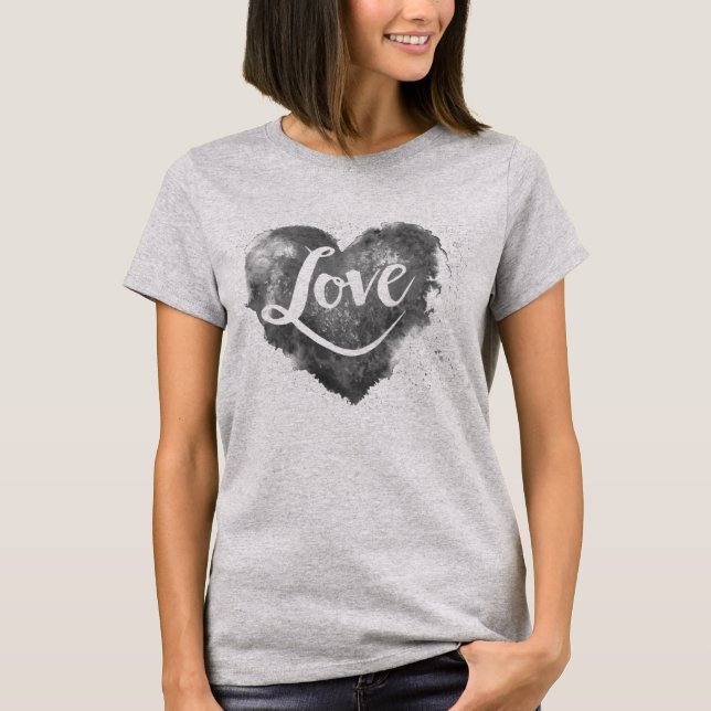 Watercolor-Herz mit Liebe T-Shirt (Vorderseite)