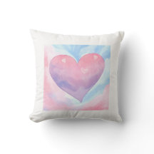 Watercolor Herzdesign Kissen