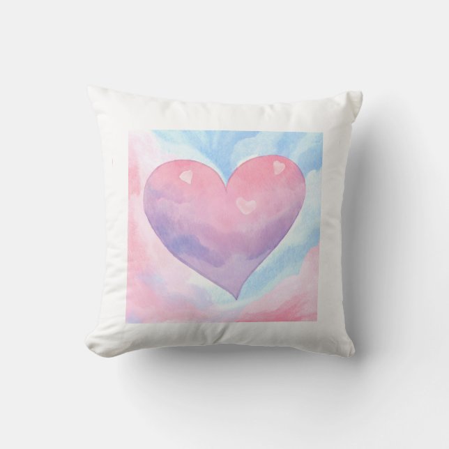Watercolor Herzdesign Kissen (Vorderseite)