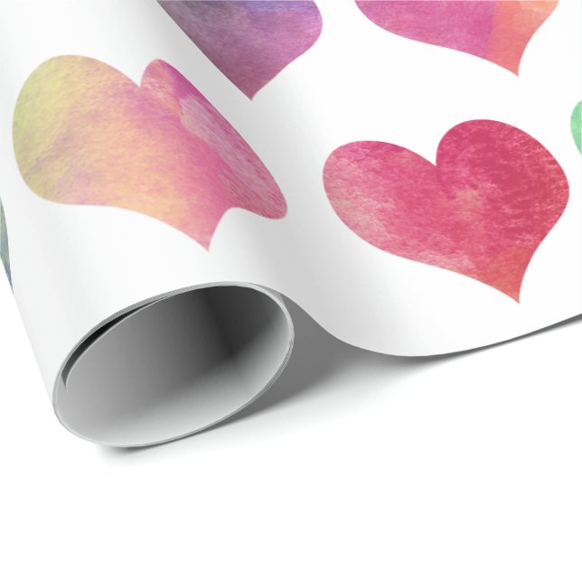 Watercolor-Herzen - Liebe Geschenkpapier (Rolleneckpunkt)