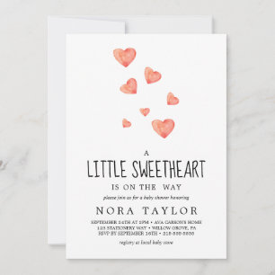 Watercolor-Herzen Little Sweetheart Baby Shower Einladung