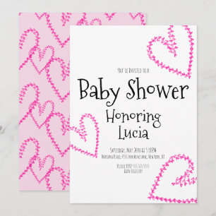 Watercolor-Herzen-Stempel-Kranz Liebe Baby Shower Einladung
