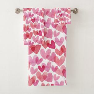 Watercolor Herzmuster Badhandtuch Set