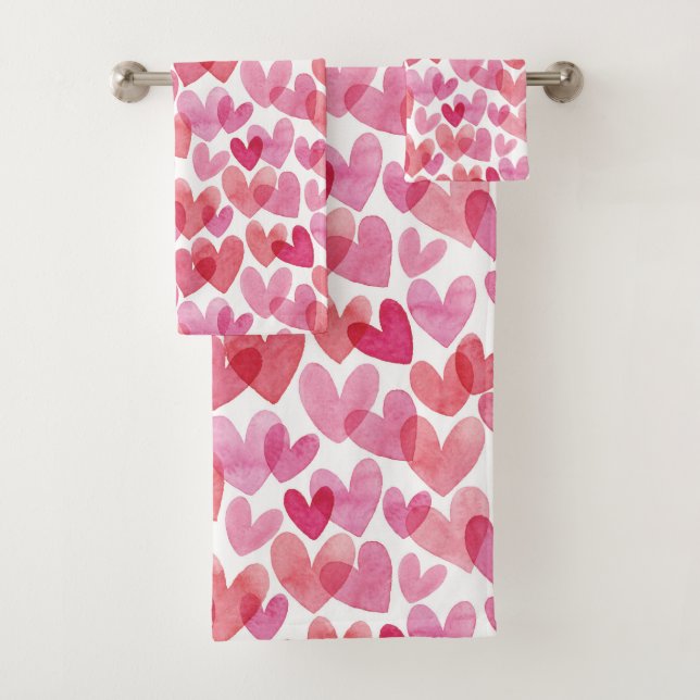 Watercolor Herzmuster Badhandtuch Set (Insitu)