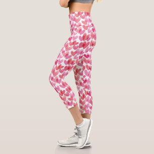 Watercolor Herzmuster Capri Leggings