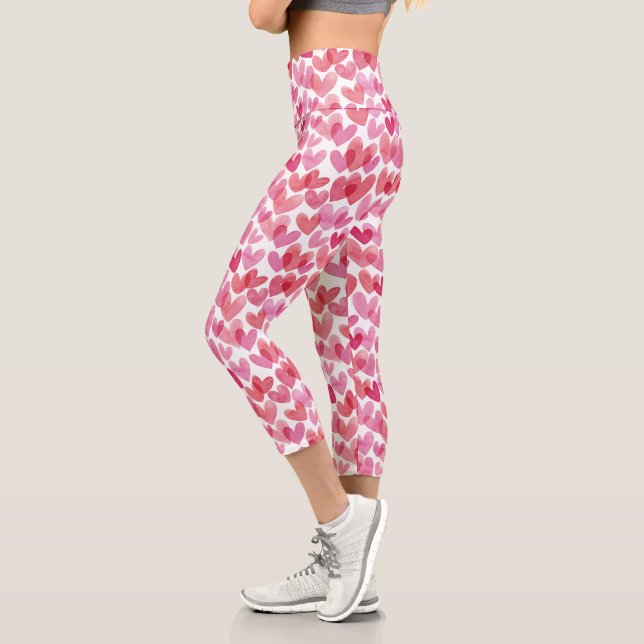 Watercolor Herzmuster Capri Leggings (Links)