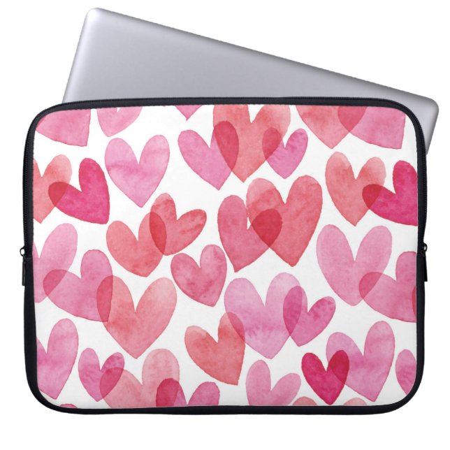Watercolor Herzmuster Laptopschutzhülle (Vorderseite)