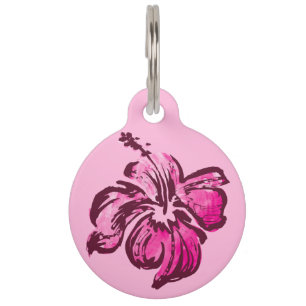 Watercolor-Hibiskus-hawaiisches tropisches Haustiermarke
