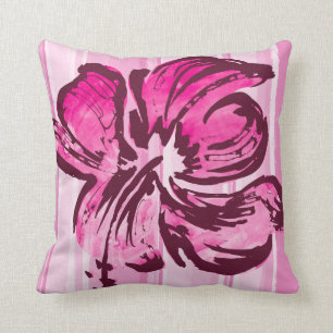 Watercolor-Hibiskus-umschaltbares quadratisches Kissen