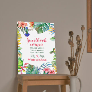 Watercolor Hibiskus Wedbook Tropical Poster