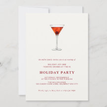 Watercolor Holiday Cocktail Weihnachten Party lade