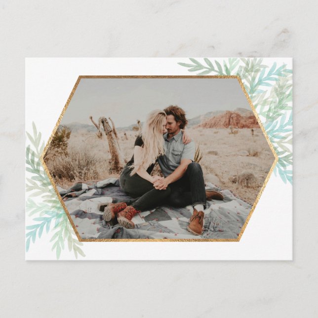 Watercolor Holiday Foto im Winter Branches Postkarte (Vorderseite)