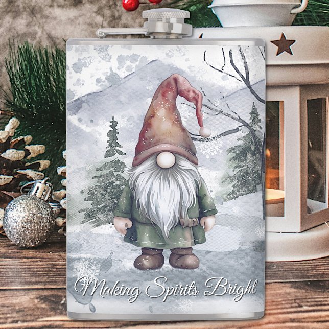 Watercolor Holiday Gnome Flachmann (Watercolor Holiday Gnome Flask)