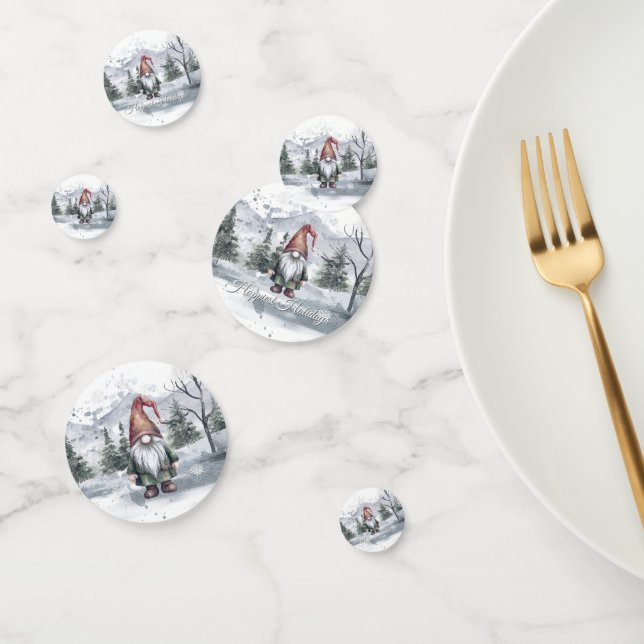 Watercolor Holiday Gnome Konfetti (Gruppe)