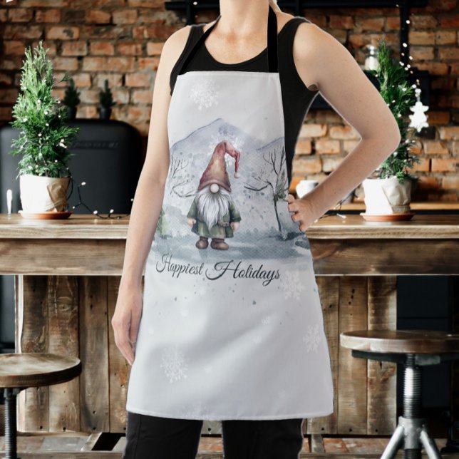 Watercolor Holiday Gnome Schürze (Watercolor Holiday Gnome Apron)
