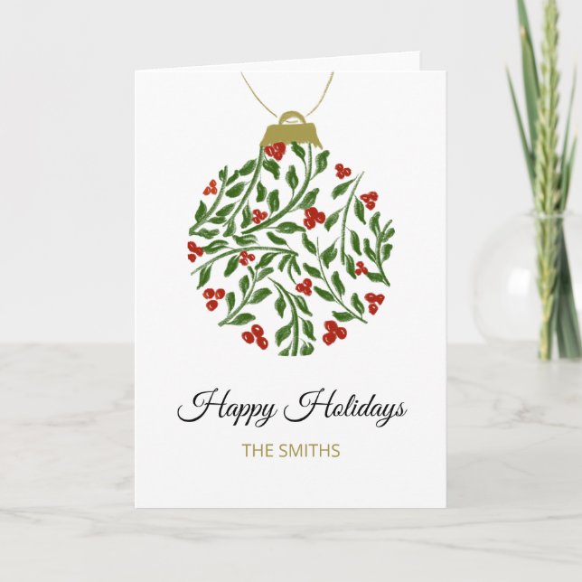 Watercolor Holiday Ornament Card Feiertagskarte (Vorderseite)