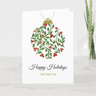 Watercolor Holiday Ornament Card Feiertagskarte