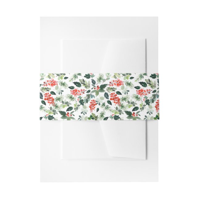 Watercolor Holiday Pattern Einladung Bauchband Einladungsbanderole (Vorderseite Beispiel)