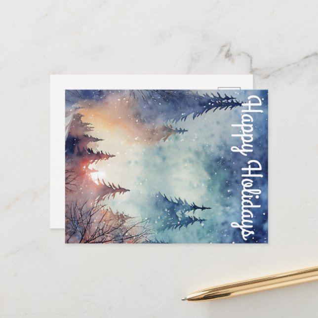 Watercolor Holiday Postkarte (Vorderseite/Rückseite Beispiel)