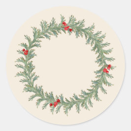 Watercolor Holiday Wreath Runder Aufkleber
