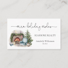 Watercolor Holiday Zuhause Weihnachten Visitenkarte
