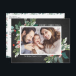 Watercolor Hollies Chalkboard Weihnachts-Foto Feiertagspostkarte<br><div class="desc">Schicken Sie Ihren Lieben Weihnachtsgrüße in dieser Saison mit dieser rustikalen horizontalen Weihnachtspostkarte Weihnachts-Foto. Es ist mit Aquarellholz,  Imitaten Goldfolienakzenten,  passendem festlichen Urlaubsmuster,  Imitat Kalkboard Hintergrund und moderner Typografie ausgestattet. Die Texte sind vollständig editierbar. Personalisieren Sie diese heilige Weihnachtskarte,  indem Sie Ihr Foto,  Ihren Namen und das Jahr.</div>