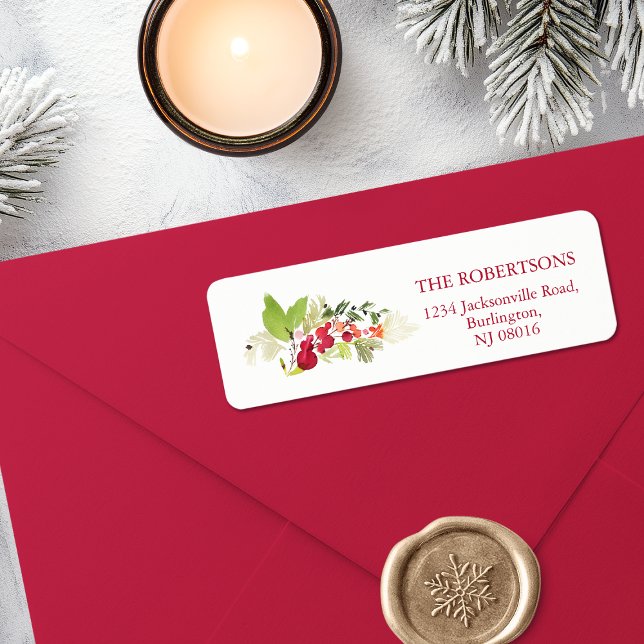 Watercolor Holly Berry Christmas Address Label (Von Creator hochgeladen)