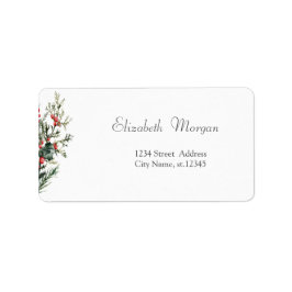 Watercolor Holly Berry Greenery Adressaufkleber