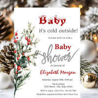 Watercolor Holly Berry Greenery Baby Shower