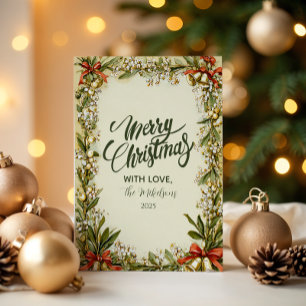 Watercolor Holly Berry Holiday Feiertagskarte