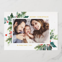 Watercolor Holly Botanical Christmas Foto