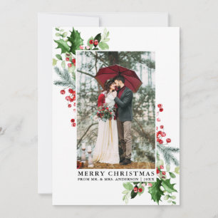 Watercolor Holly Christmas Greenery Wedding Foto Feiertagskarte