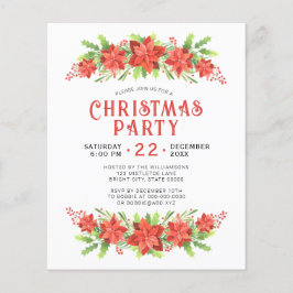 Watercolor Holly Christmas Party Einladung